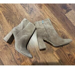 Sam Edelman Daria Block Heel Bootie Tan Suede, Size 9 | Chic Women's Booties